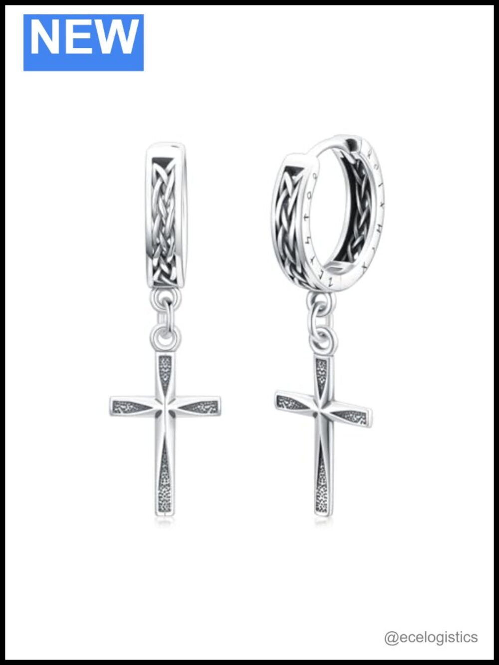 Sterling Silver Celtic Cross Hoop Dangle Earrings Hypoallergenic Gift